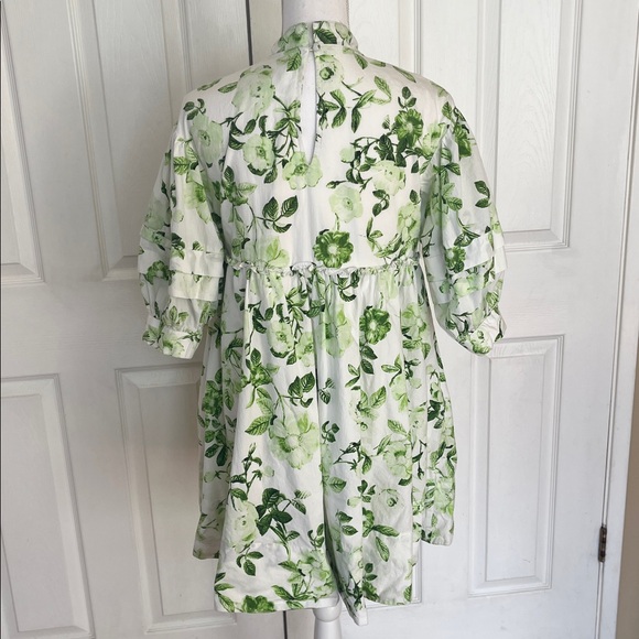 ANTHROPOLOGIE MAEVE dress V-Neck Tunic Babydoll Green Floral cotton lined - Picture 6 of 8